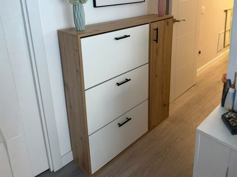 Foto de cliente de Mueble Zapatero Recibidor 4P Roble Nodi y Blanco Artik