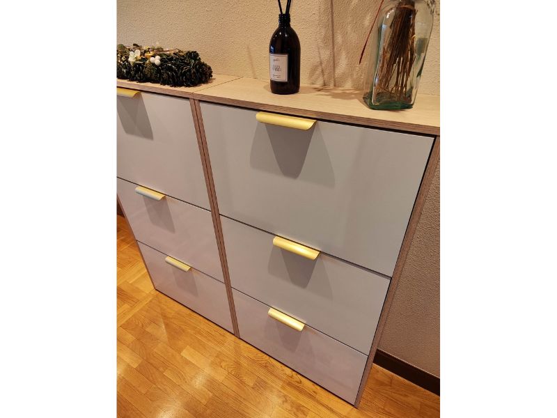 Foto de cliente de Mueble Zapatero Recibidor 3 Puertas Color Roble Y Blanco Brillo 60 cm