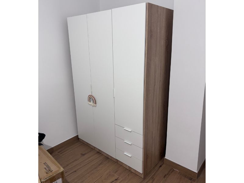 Foto de cliente de Armario Blanco de Dormitorio 3 puertas 3 cajones 121x180 cm