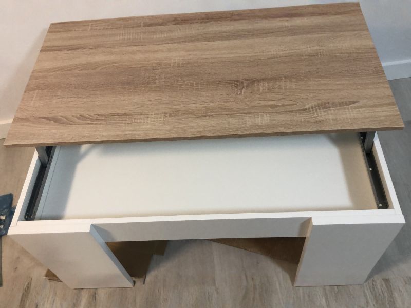 Foto de cliente de Mesa de centro elevable color roble canadian y blanco artik 100x50 cm