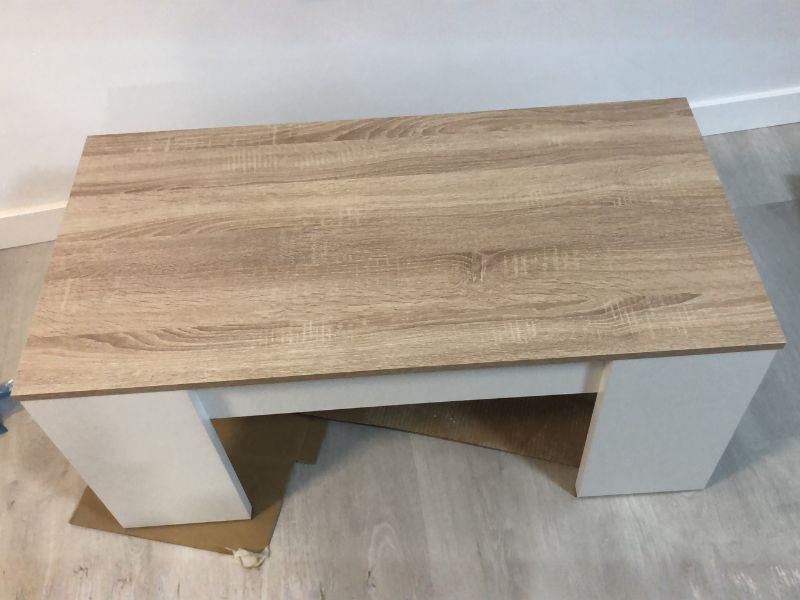 Foto de cliente de Mesa de centro elevable color roble canadian y blanco artik 100x50 cm