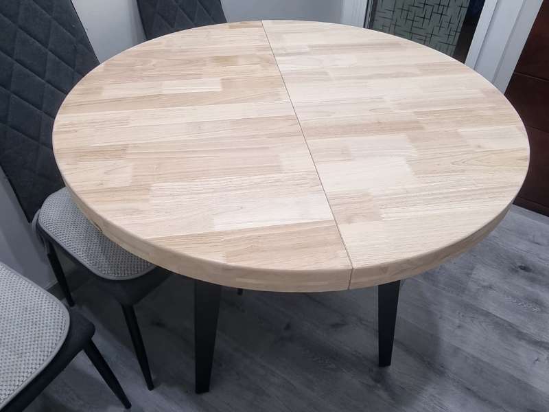 Foto de cliente de Mesa Comedor Redonda Extensible Berg Madera Color Roble Nordish y Negro 100-180x100 cm