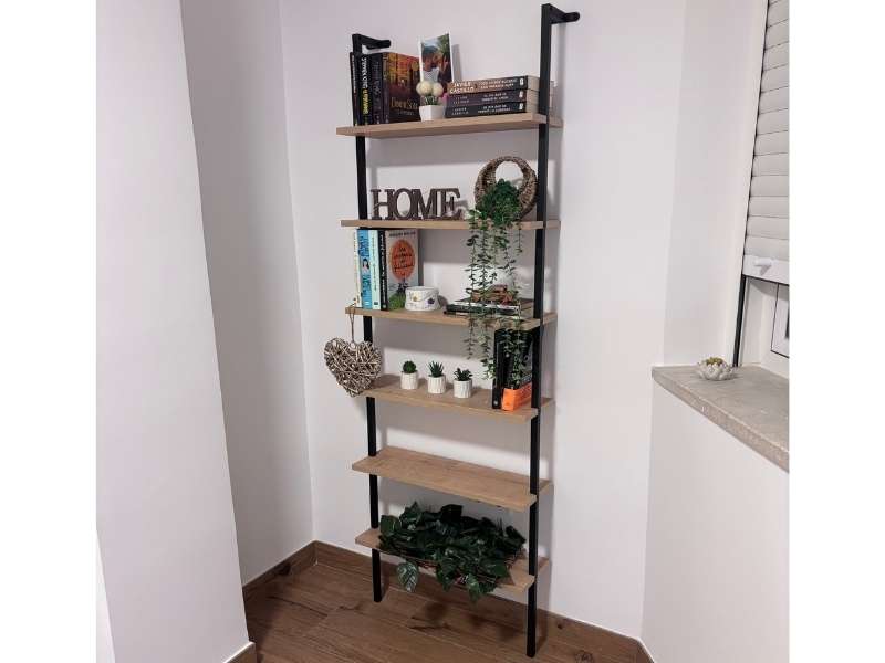 Foto de cliente de Estantería Librería De Pared Rus Roble Safir y Negro 183X60X20 cm