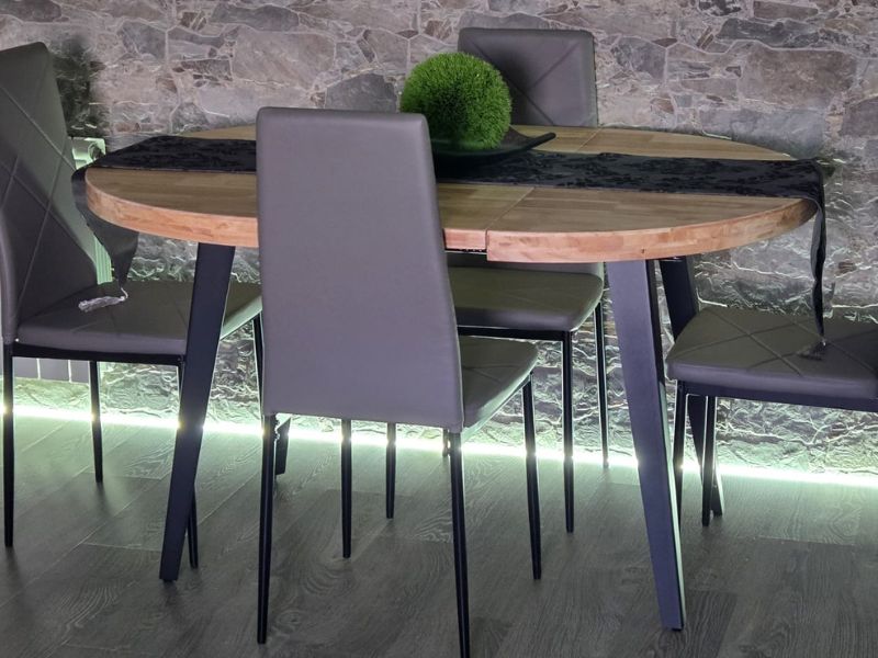 Foto de cliente de Conjunto Mesa Extensible y 4 Sillas Color Roble Nordish y Negro