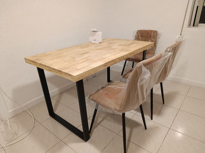 Foto de cliente de Mesa comedor fija Natural madera roble nordish salvaje industrial 140x80 cm