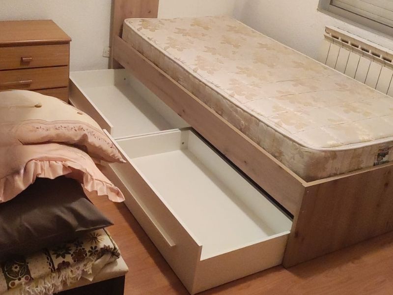 Foto de cliente de Cama Juvenil Noa Cabecero y Cajones Color Roble Nodi y Blanco Artik 90x190 cm