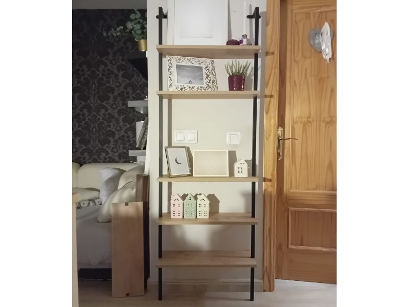 Foto de cliente de Estantería Librería De Pared Rus Roble Safir y Negro 183X60X20 cm