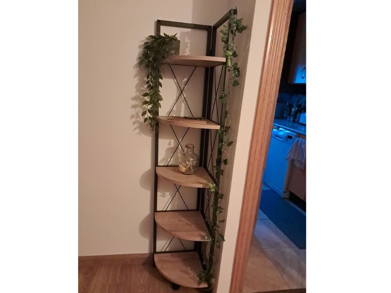 Foto de cliente de Estantería Esquinera Rus Color Roble Safir y Negro 160X67X34 cm