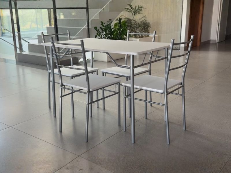 Foto de cliente de Conjunto Mesa Cocina y 4 Sillas Color Gris y Blanco