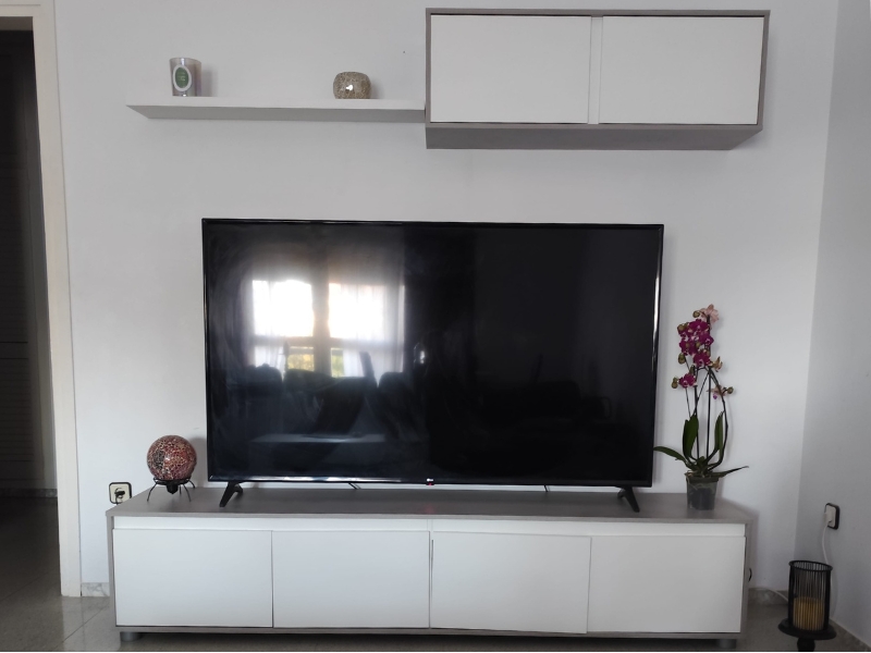 Foto de cliente de Mueble Salón Estilo Industrial Color Blanco Artik Y Gris Cemento 200 cm