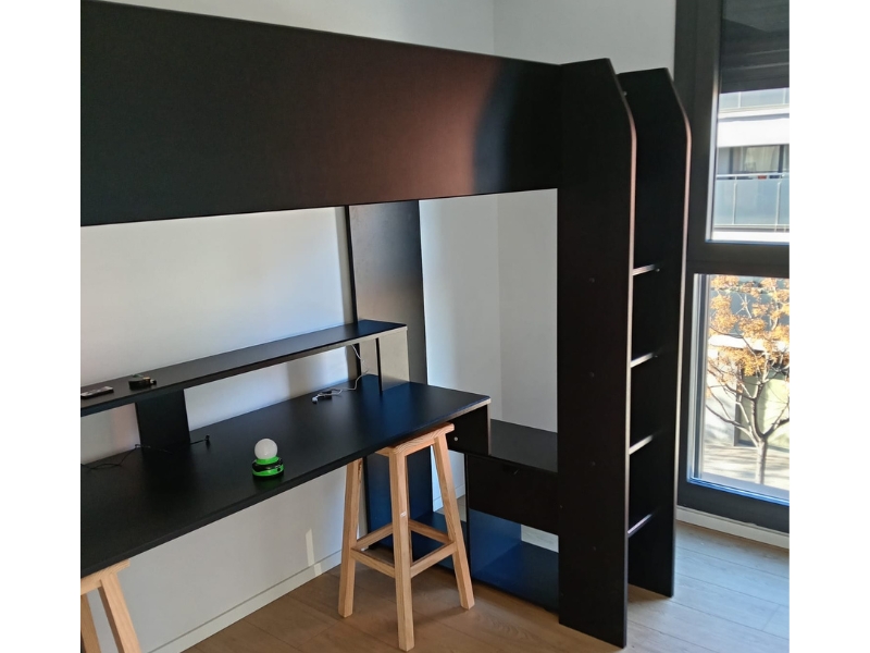 Foto de cliente de Cama Alta Game Juvenil Con Escritorio Color Negro Stipple 220x180x116 cm