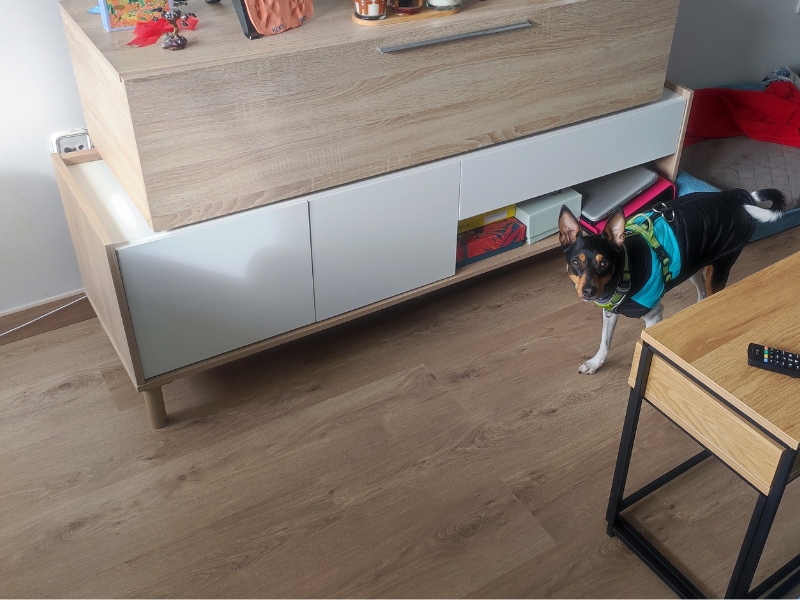 Foto de cliente de Mueble TV Azzaro 150 cm Salón Comedor Roble Japonés y Blanco Mate