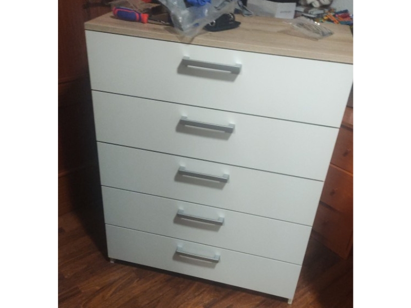 Foto de cliente de Cómoda Watson Color Blanco Mate y Roble Kronberg 80x103 cm