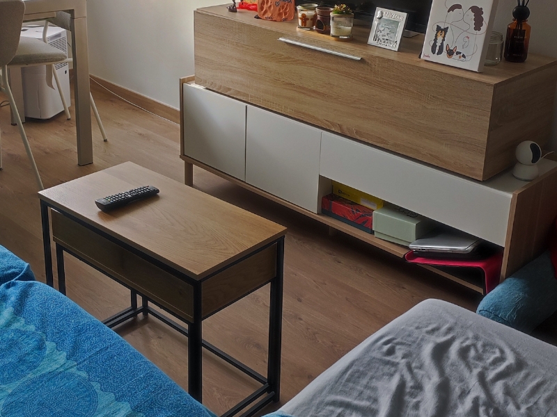 Foto de cliente de Mesas de Centro Auxiliares 2 Niveles Geri Roble Cambrian y Negro 60x50x30 cm