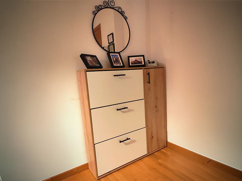 Foto de cliente de Mueble Zapatero Recibidor 4P con Espejo Roble Nodi y Blanco Artik