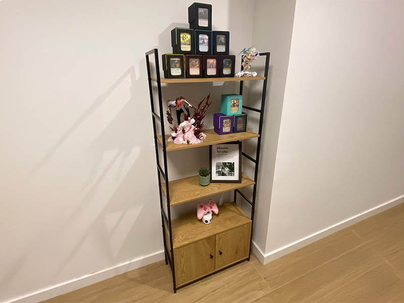 Foto de cliente de Estantería Librería 4 Estantes 2 Puertas Rubi Roble Cambrian y Negro 59x144x24 cm