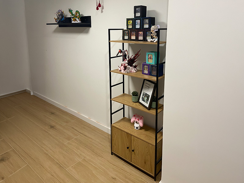 Foto de cliente de Estantería Librería 4 Estantes 2 Puertas Rubi Roble Cambrian y Negro 59x144x24 cm