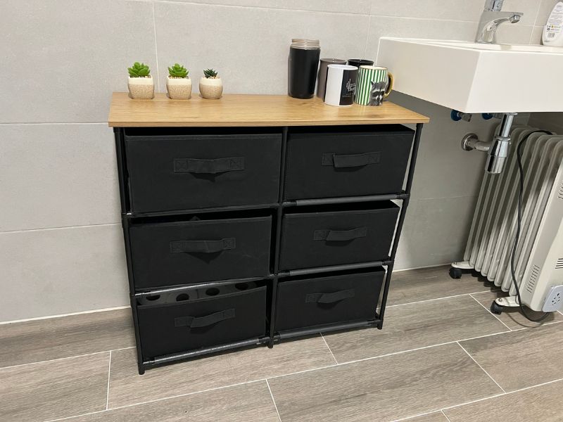 Foto de cliente de Cajonera de Armario Mueble Auxiliar 6 Cajones Roda Roble Cambrian y Negro 76x68x30 cm