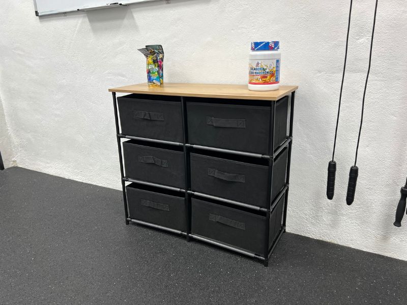 Foto de cliente de Cajonera de Armario Mueble Auxiliar 6 Cajones Roda Roble Cambrian y Negro 76x68x30 cm