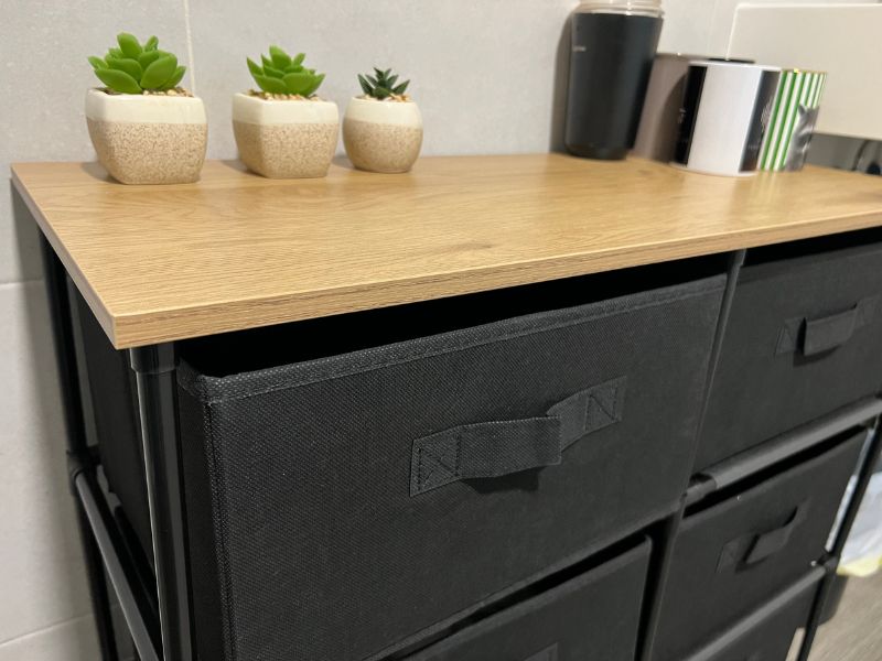 Foto de cliente de Cajonera de Armario Mueble Auxiliar 6 Cajones Roda Roble Cambrian y Negro 76x68x30 cm