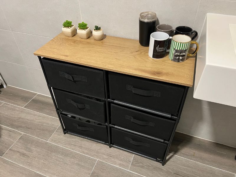 Foto de cliente de Cajonera de Armario Mueble Auxiliar 6 Cajones Roda Roble Cambrian y Negro 76x68x30 cm
