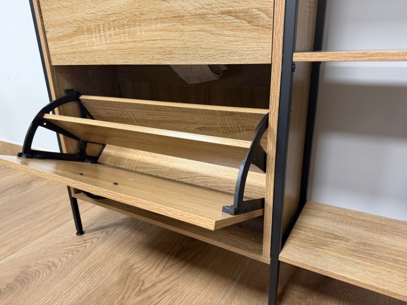 Foto de cliente de Mueble Zapatero Recibidor 2 Puertas Sticky Roble Cambrian y Negro 88 cm