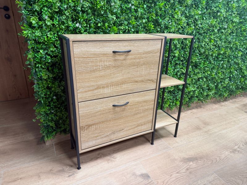 Foto de cliente de Mueble Zapatero Recibidor 2 Puertas Sticky Roble Cambrian y Negro 88 cm