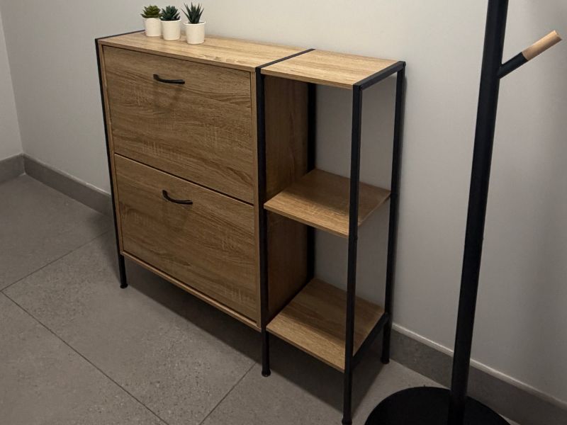 Foto de cliente de Mueble Zapatero Recibidor 2 Puertas Sticky Roble Cambrian y Negro 88 cm