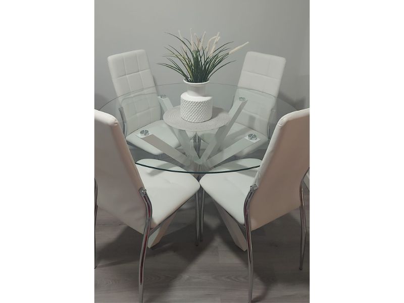 Foto de cliente de Sillas De Comedor Moderna Laci De Polipiel Y Metal Cromado Color Blanco