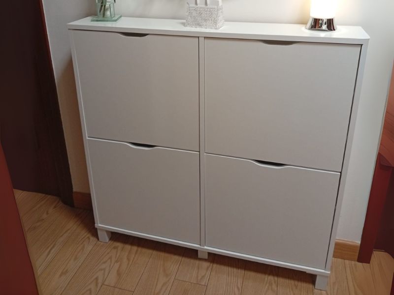 Foto de cliente de Mueble Zapatero Recibidor Mary Con Espejo Suspendido 97 cm Color Blanco