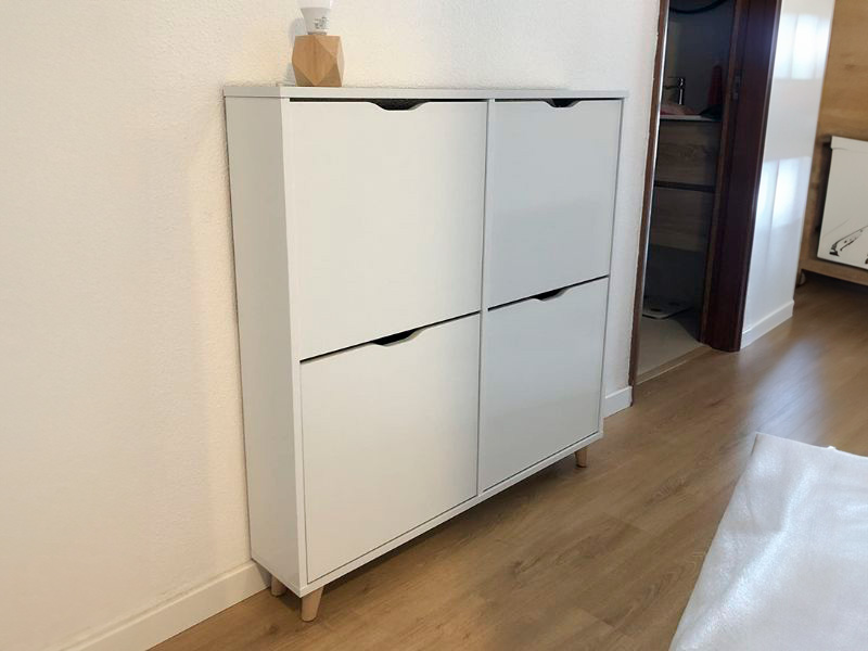 Foto de cliente de Mueble Zapatero Recibidor Mary Con Espejo Suspendido 97 cm Color Blanco