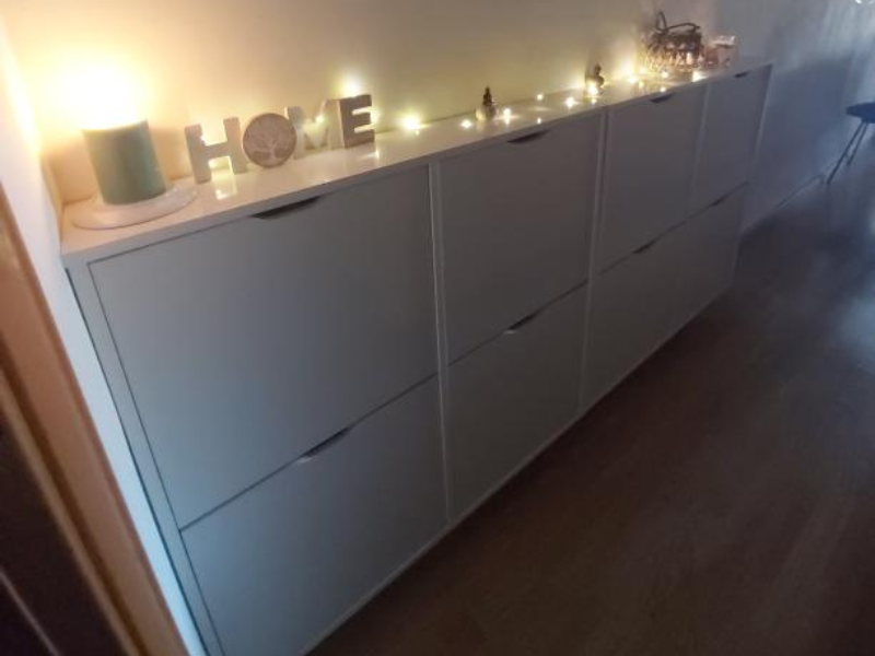 Foto de cliente de Mueble Zapatero Recibidor Mary Con Espejo Suspendido 97 cm Color Blanco