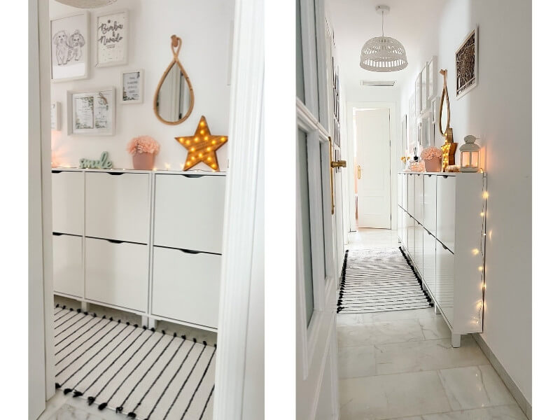 Foto de cliente de Mueble Zapatero Recibidor Mary Con Espejo Suspendido 97 cm Color Blanco