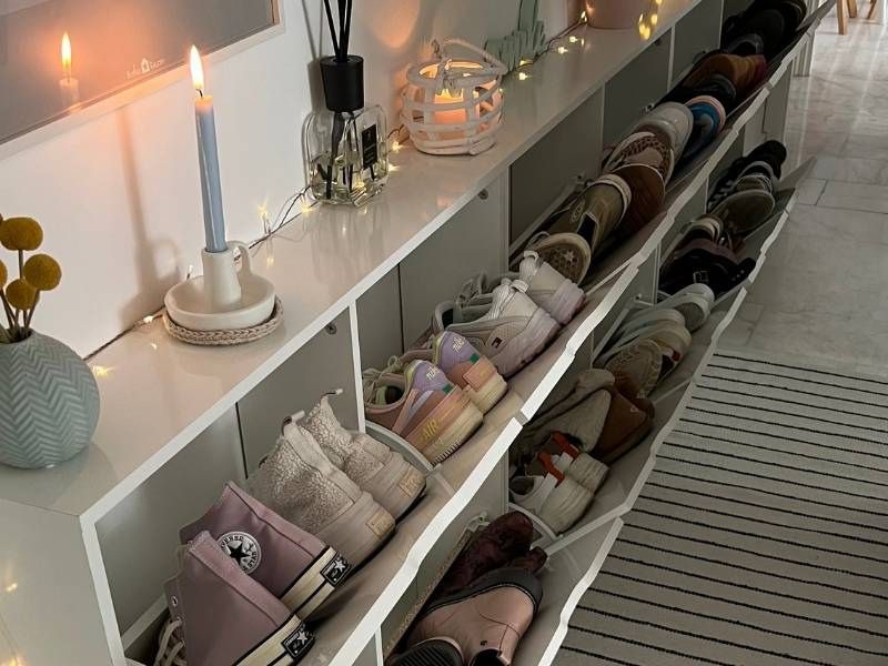 Foto de cliente de Mueble Zapatero Recibidor Mary Con Espejo Suspendido 97 cm Color Blanco