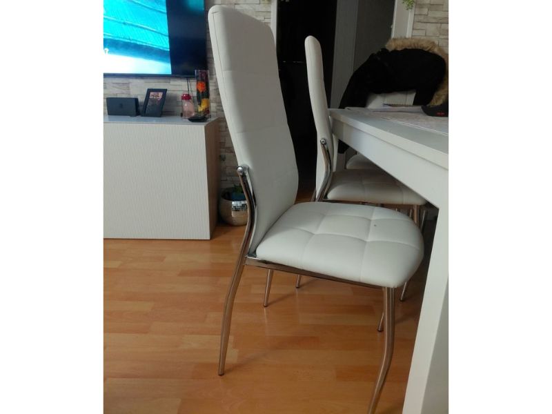 Foto de cliente de Sillas De Comedor Moderna Laci De Polipiel Y Metal Cromado Color Blanco