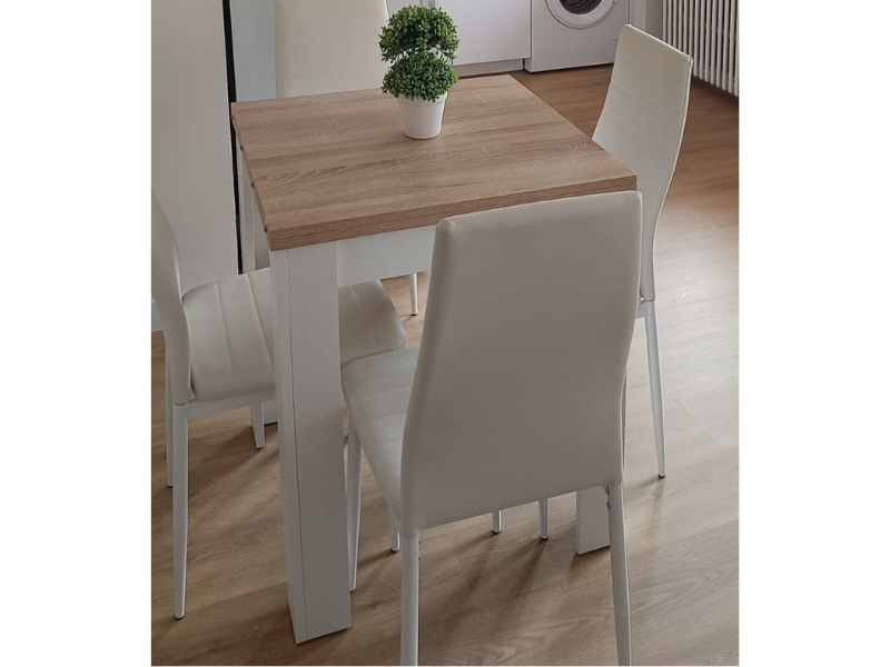 Foto de cliente de Mesa De Comedor Kendra Extensible Color Blanco Artik Y Roble Canadian 140-190x90 cm