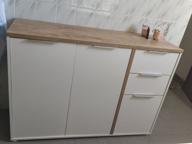 Foto de cliente de Aparador Salón Acces 3 Puertas Roble Hamilton y Blanco Mate 122 cm