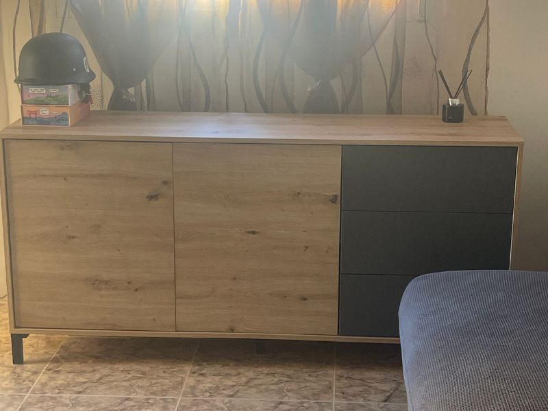 Foto de cliente de Aparador salón Brooklyn 2p 3c Roble Nodi Y Gris Antracita 154 cm