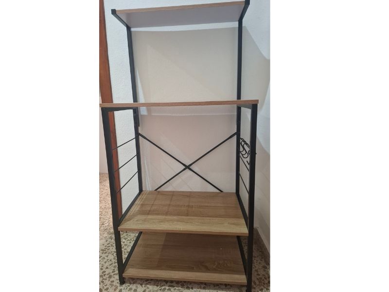 Foto de cliente de Mueble Auxiliar Cocina Estantería Kiwa Roble Cambrian y Negro 76x123 cm
