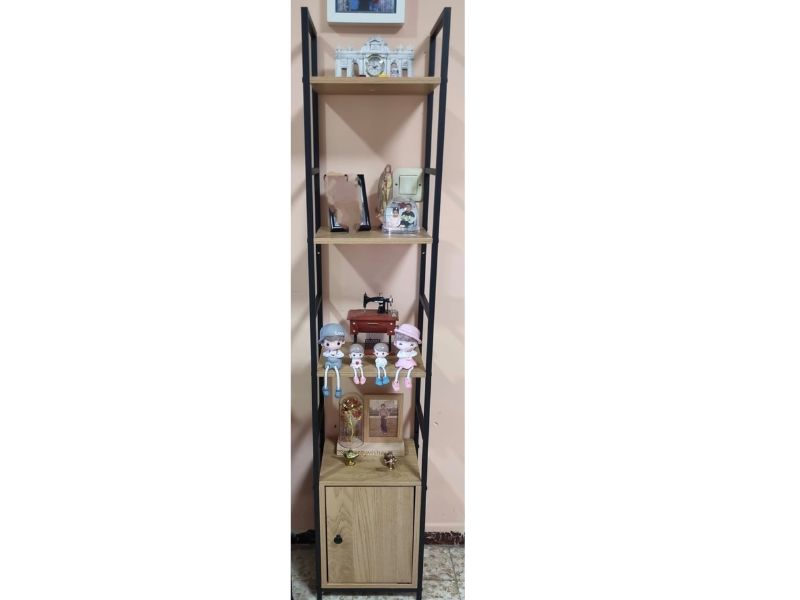 Foto de cliente de Estantería Librería 4 Estantes 1 Cajón Rubi Roble Cambrian y Negro 29x144x24 cm