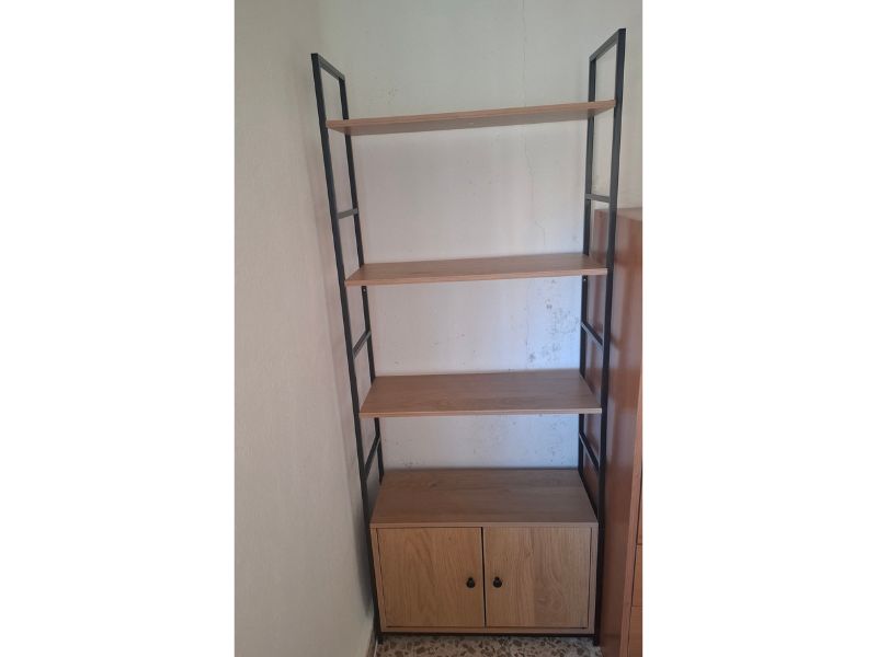 Foto de cliente de Estantería Librería 4 Estantes 2 Puertas Rubi Roble Cambrian y Negro 59x144x24 cm