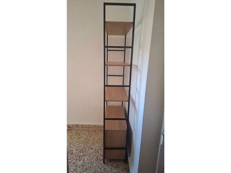 Foto de cliente de Estantería Librería 4 Estantes 2 Puertas Rubi Roble Cambrian y Negro 59x144x24 cm