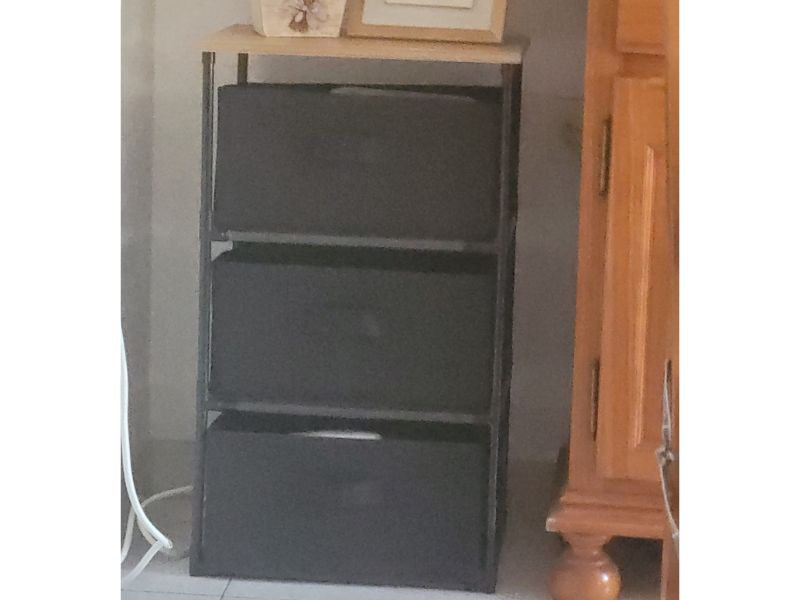 Foto de cliente de Cajonera de Armario Mueble Auxiliar 3 Cajones Roda Roble Cambrian y Negro 40x68x30 cm