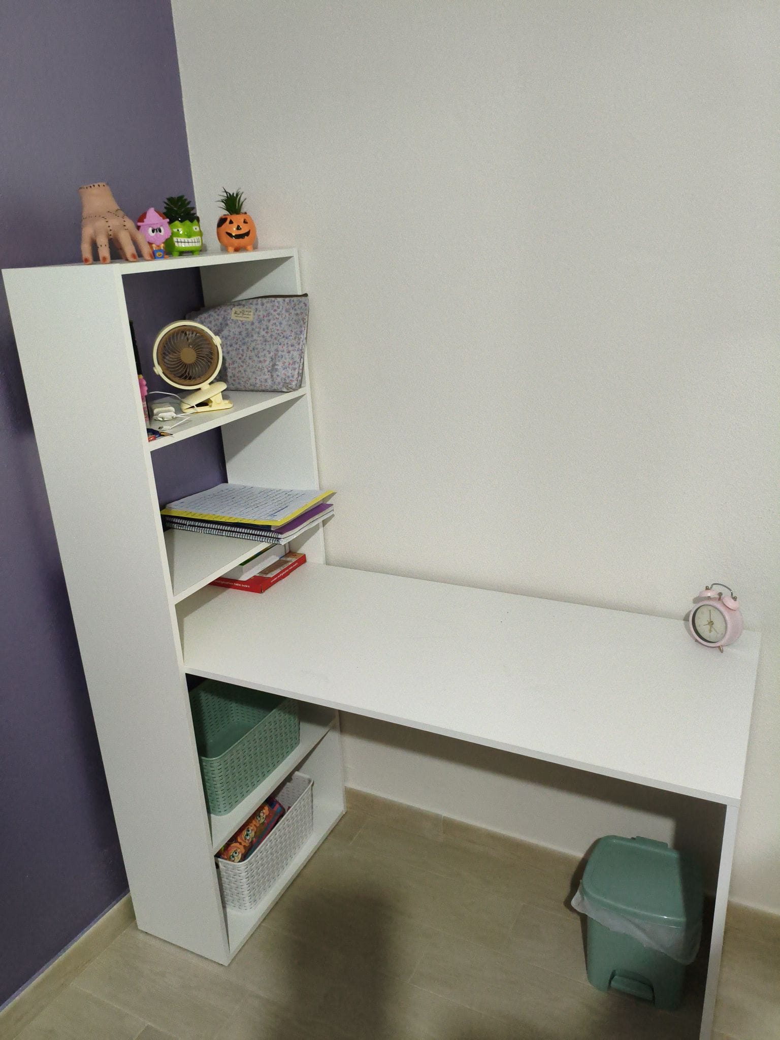 Foto de cliente de Mesa de escritorio con estanteria reversible Duplo Blanco 120 cm