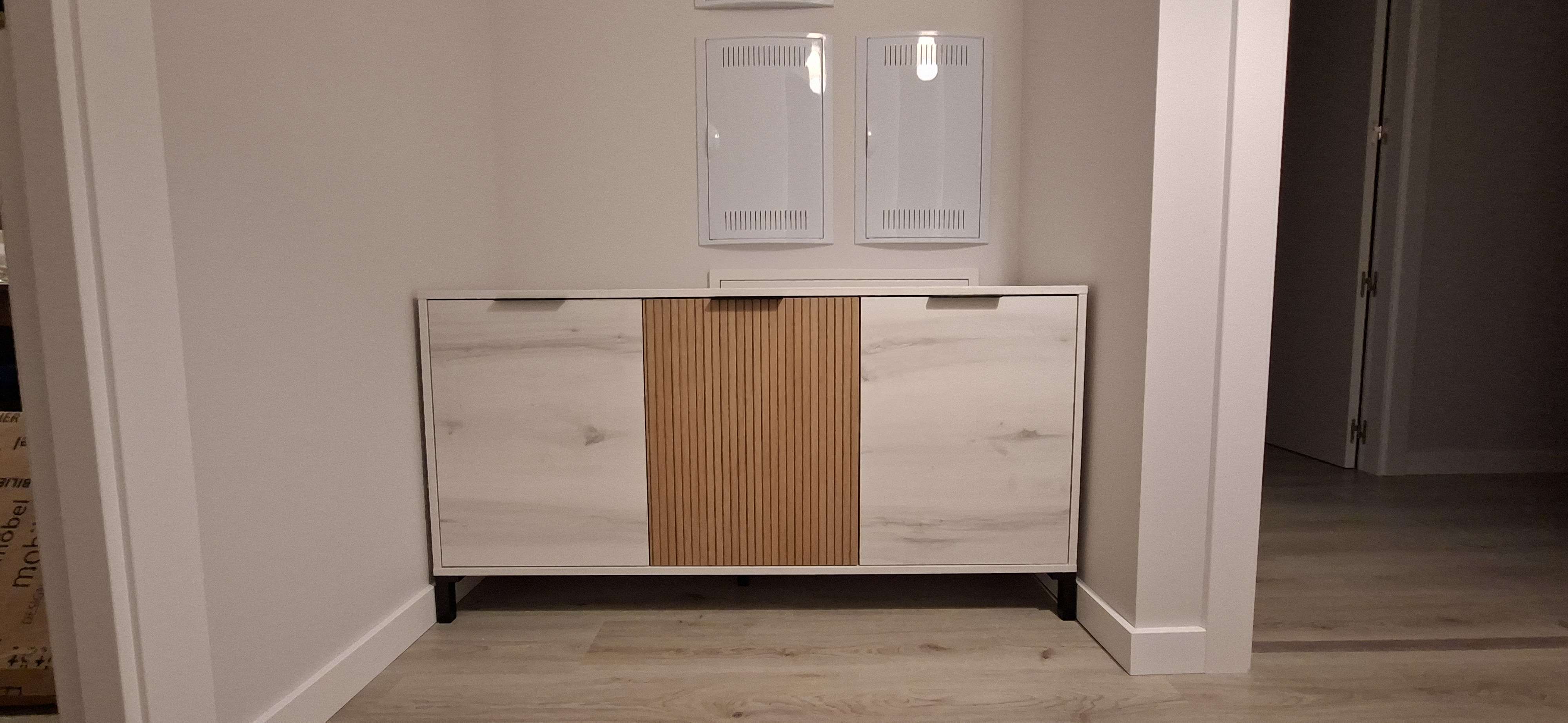 Foto de cliente de Aparador Salón Tokio 3 Puertas Blanco Albo y Roble Rayado 136 cm