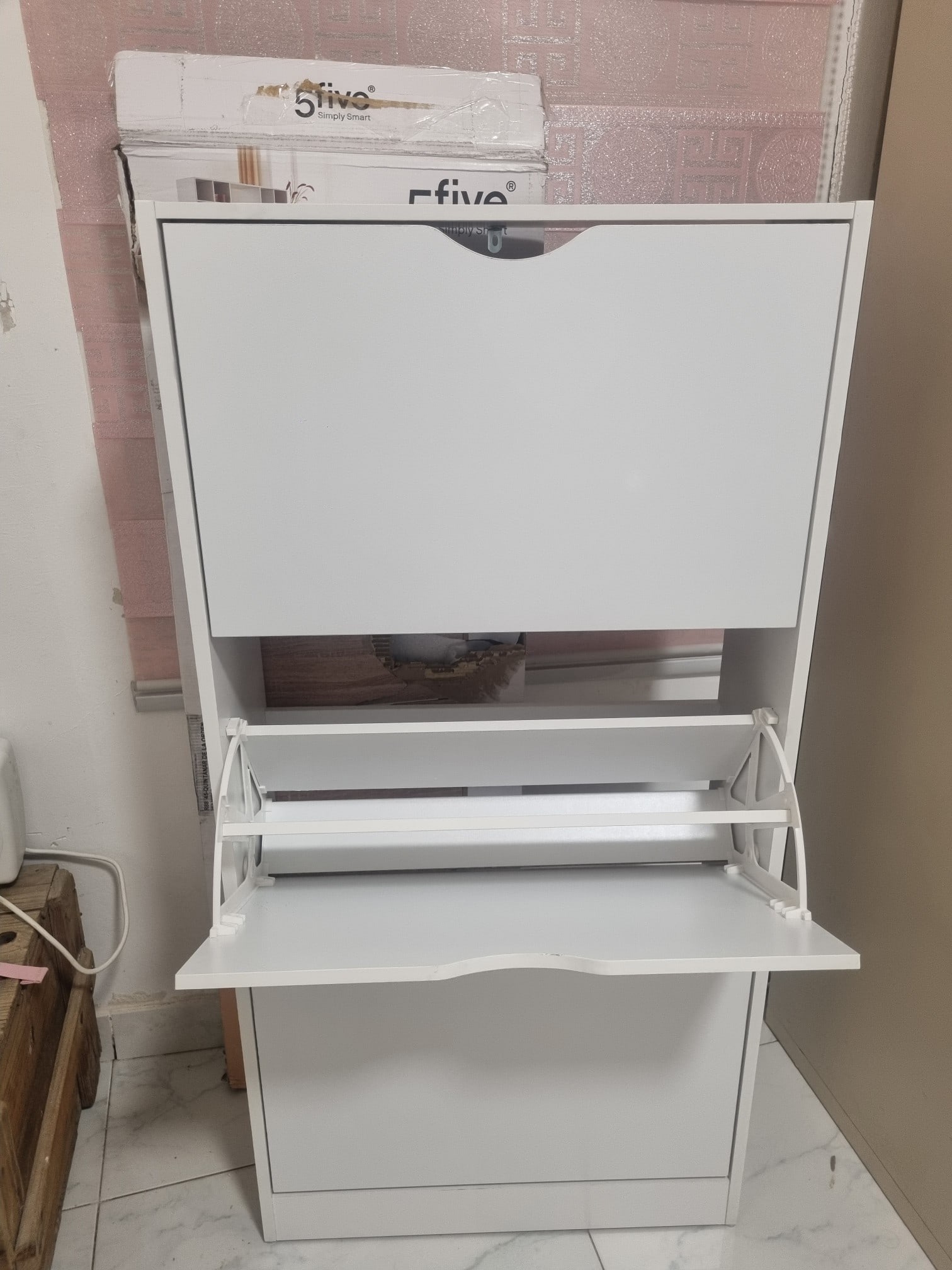 Foto de cliente de Mueble zapatero recibidor 3 trampones color blanco 60 cm