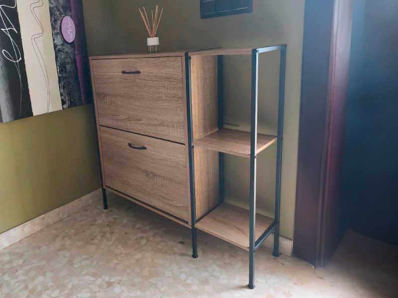 Foto de cliente de Mueble Zapatero Recibidor 2 Puertas Sticky Roble Cambrian y Negro 88 cm