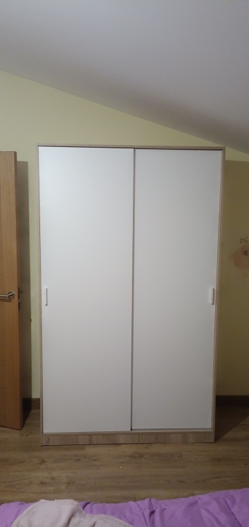 Foto de cliente de Armario con 2 Puertas Correderas Max Color Blanco y Roble 120x200 cm