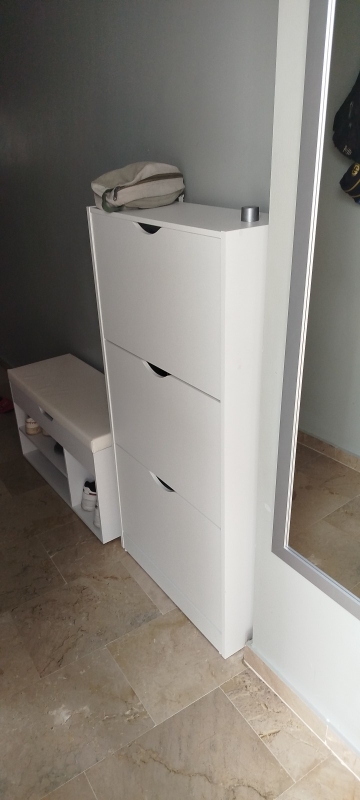 Foto de cliente de Mueble Zapatero Recibidor 3 Trampones Blanco Brillo 60 cm