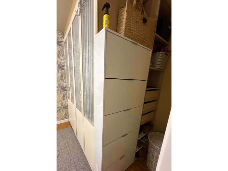 Foto de cliente de Mueble Zapatero Recibidor Pasillo Blanco Brillo Alto 5 Puertas 70 cm